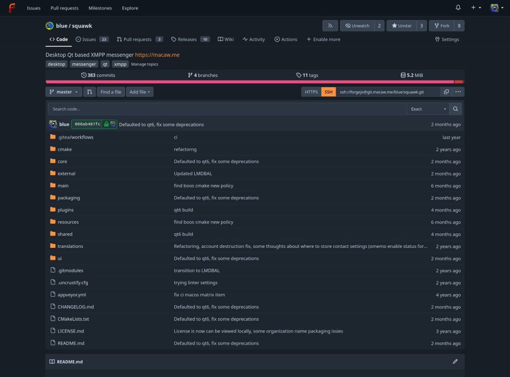 A screenshot of Forgejo project
